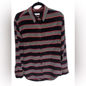 Equipment Black and Red Striped Button Down Shirt